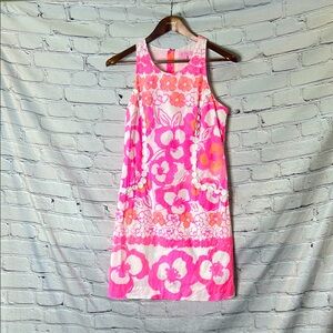 Lilly Pulitzer Floral Pink and White Sleeveless Dress Size 8 Excellent Condition